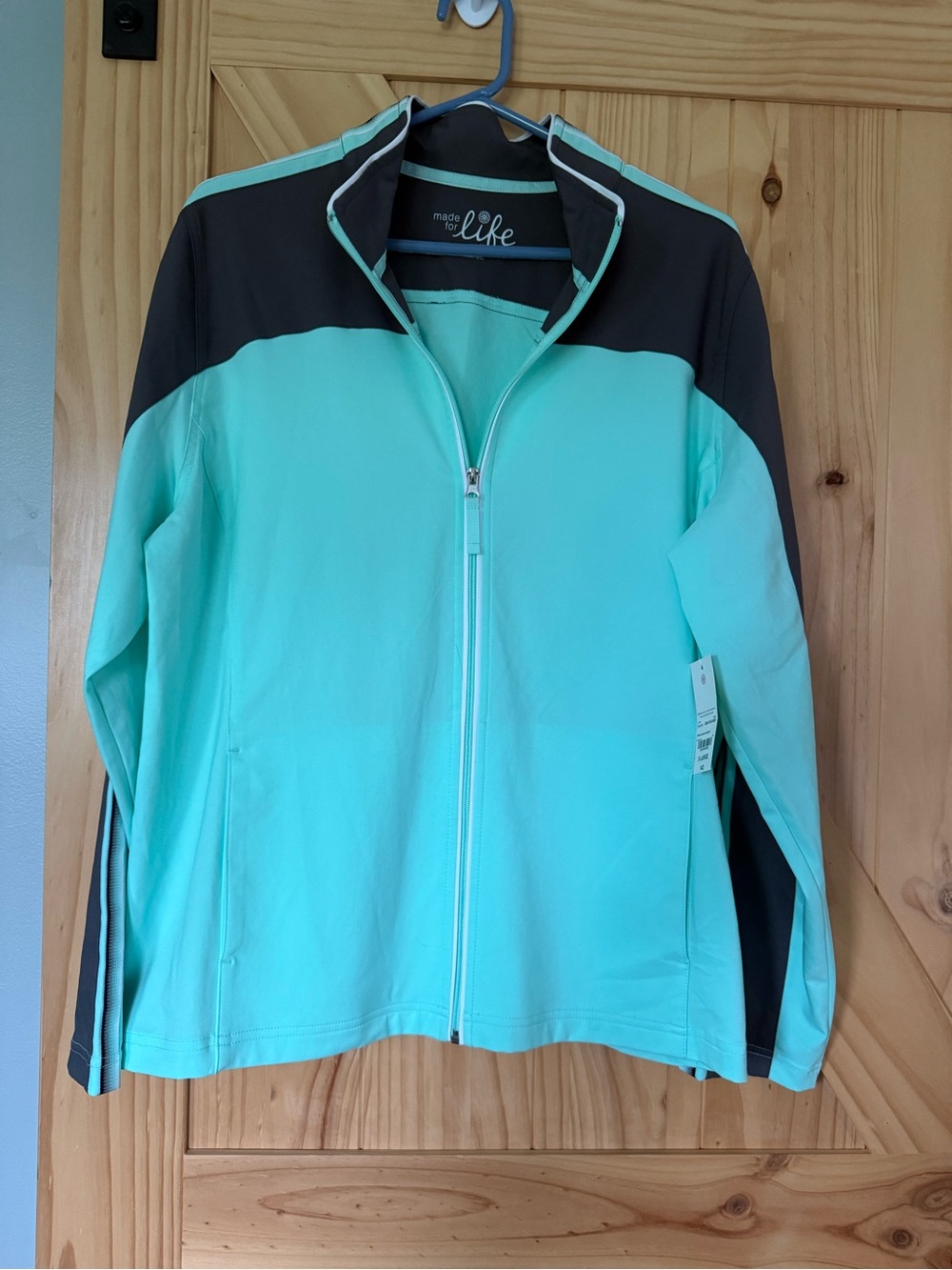 Made for Life women’s Mint and Gray warm up Jacket